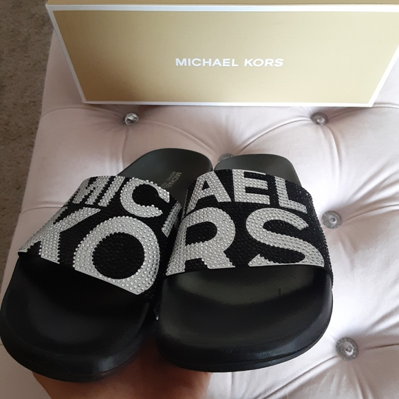 mk gilmore crystal embellished slide sandal - Picture 8 of 10